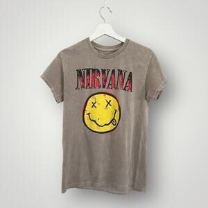 Nirvana Tan Grunge Shirt size Small
